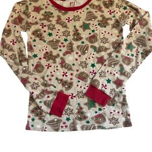 Children Place Size 14 cookies  christmas gingerbread men candy cane pajamas Top